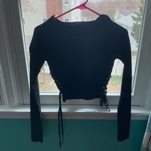 Zara Black Side Tie Cropped Sweater